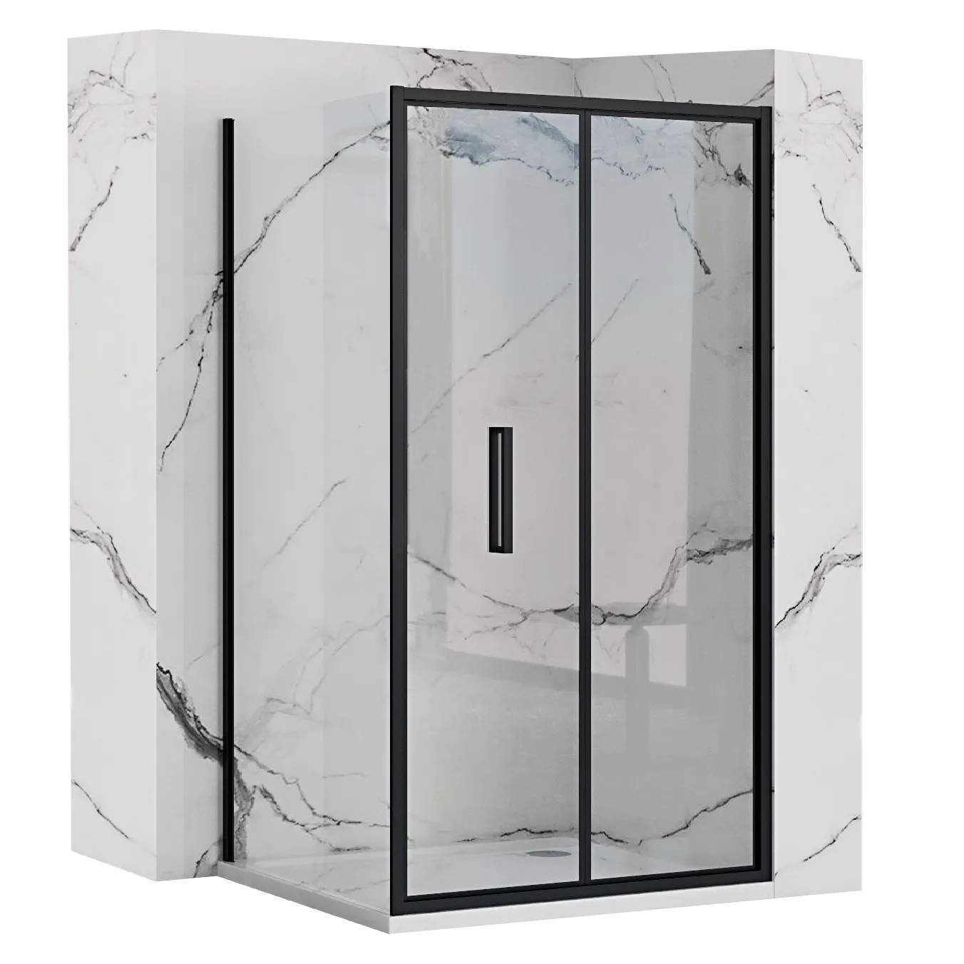REA hjørnebrusekabine RAPID FOLD 90x80 Sort, 90x80x195cm