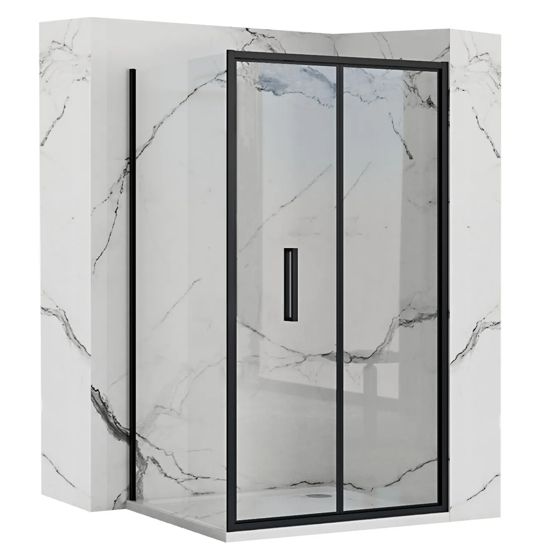 REA hjørnebrusekabine RAPID FOLD 90x80 Sort, 90x80x195cm