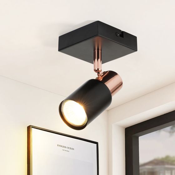 NETTLIFE Loftspotlight Loftspotlights 1 sort GU10 pære, 355° justerbar