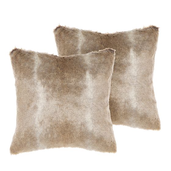 Sæt af 2 pyntepuder HORDEUM 45 x 45 cm Kunstig pels Lysebrun Ensfarvet