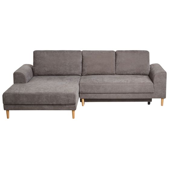 Hjørnesovesofa NUBORG Chenille Brungrå Højrevendt