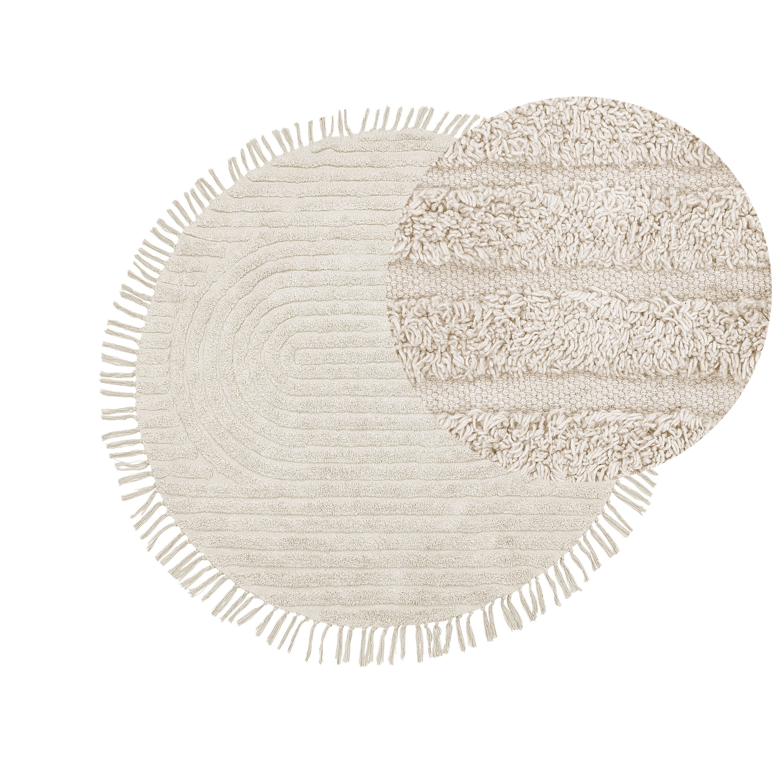 Gulvtæppe HALFETI Lys Beige ø 140 cm Bomuld
