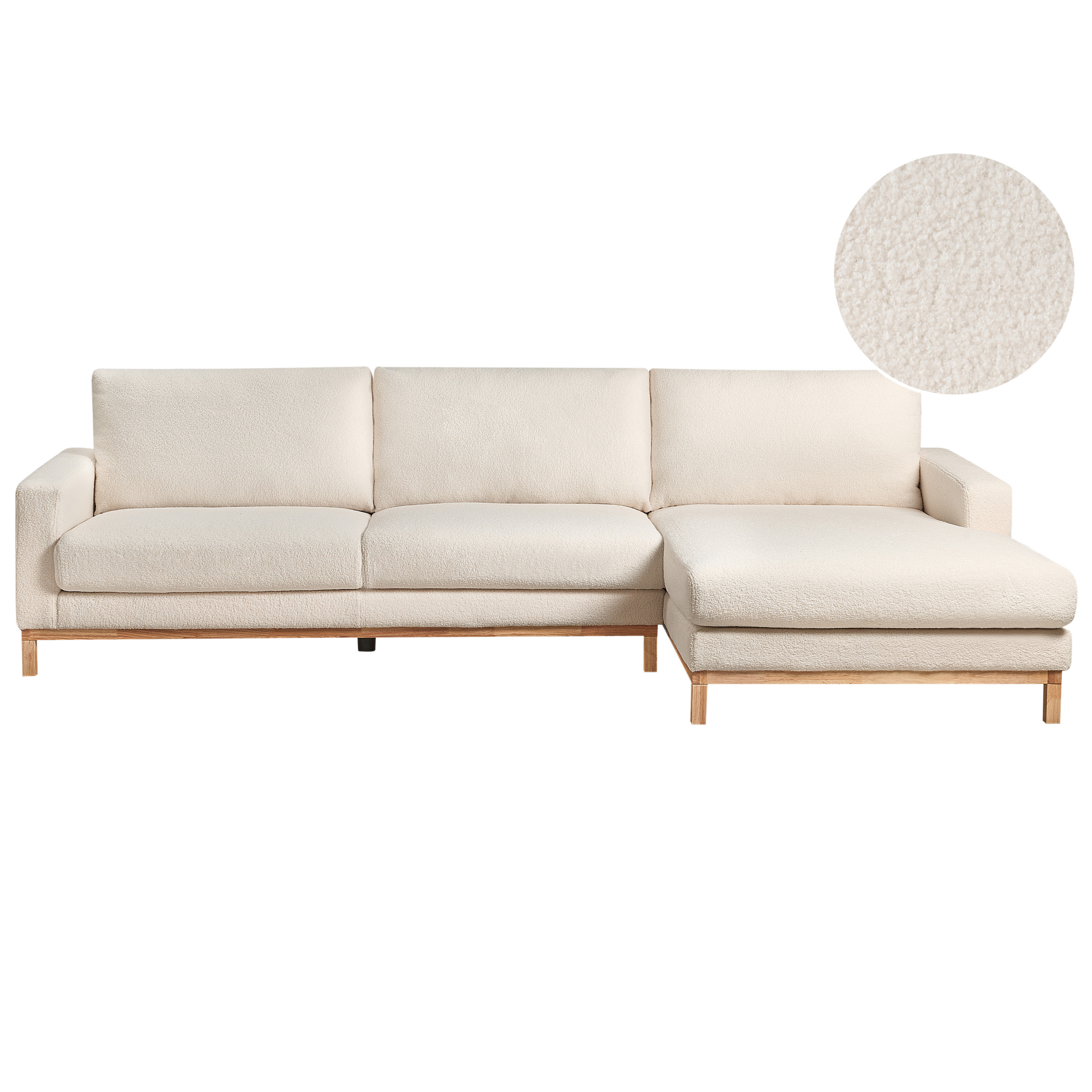 Hjørnesofa 4 personers SIGGARD Boucle Hvid Venstrevendt