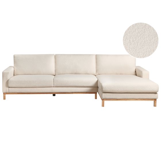 Hjørnesofa 4 personers SIGGARD Boucle Hvid Venstrevendt