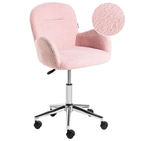 Skrivebordsstol PRIDDY Boucle Pastellrosa
