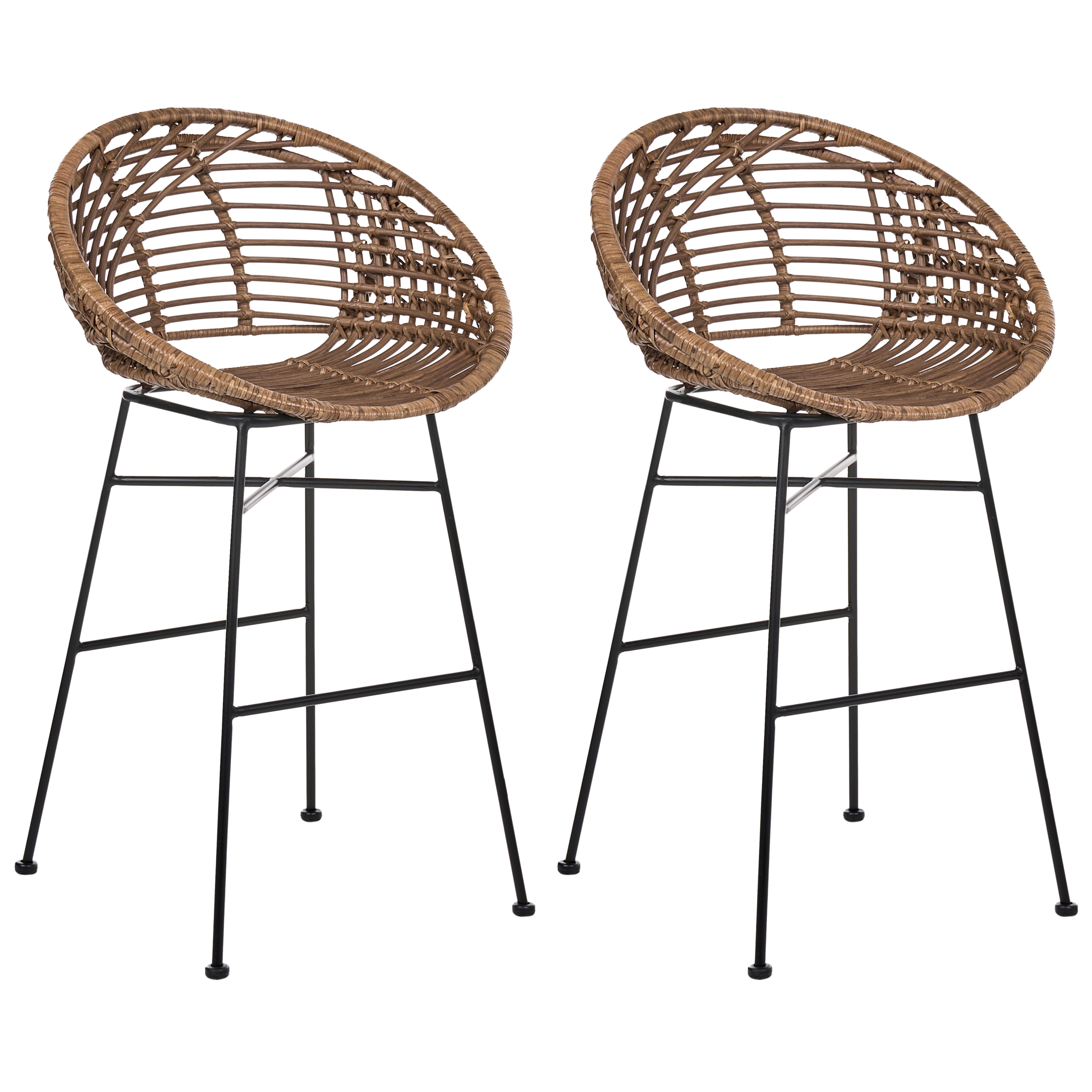 Sæt med 2 barstole WINDOM Rattan Brun