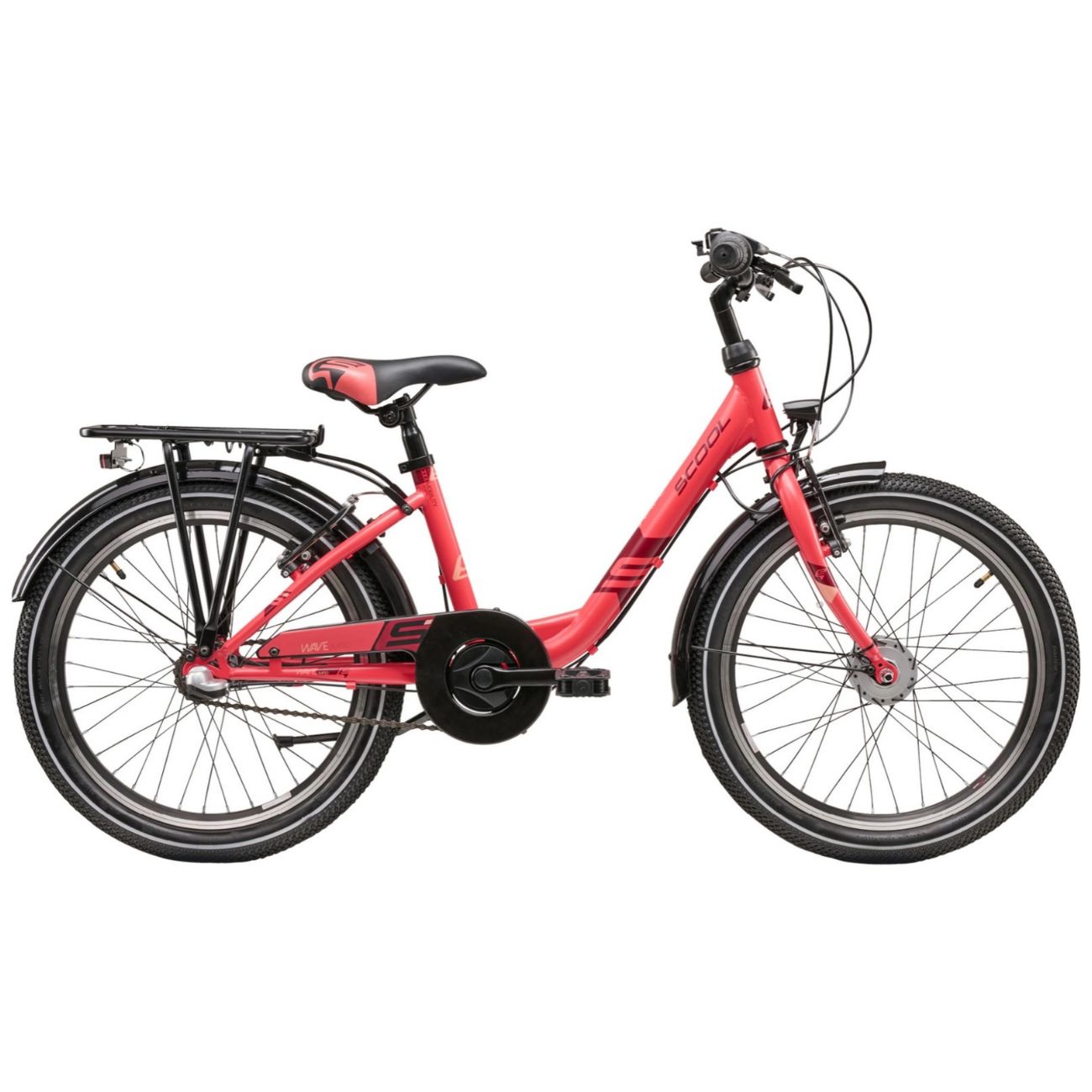 S'COOL Wave Steel LTD -børnecykel 20", koral/rød