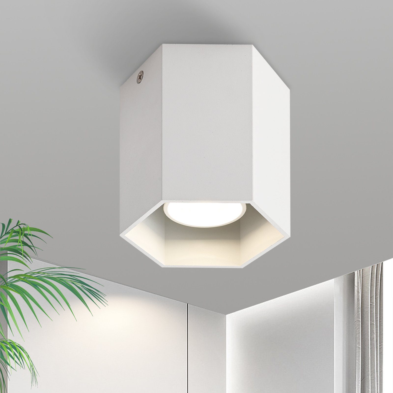 NETTLIFE påbygningsspotlights i hvid: moderne GU10-aluminiumslampe til spisestuen i entréen uden pære