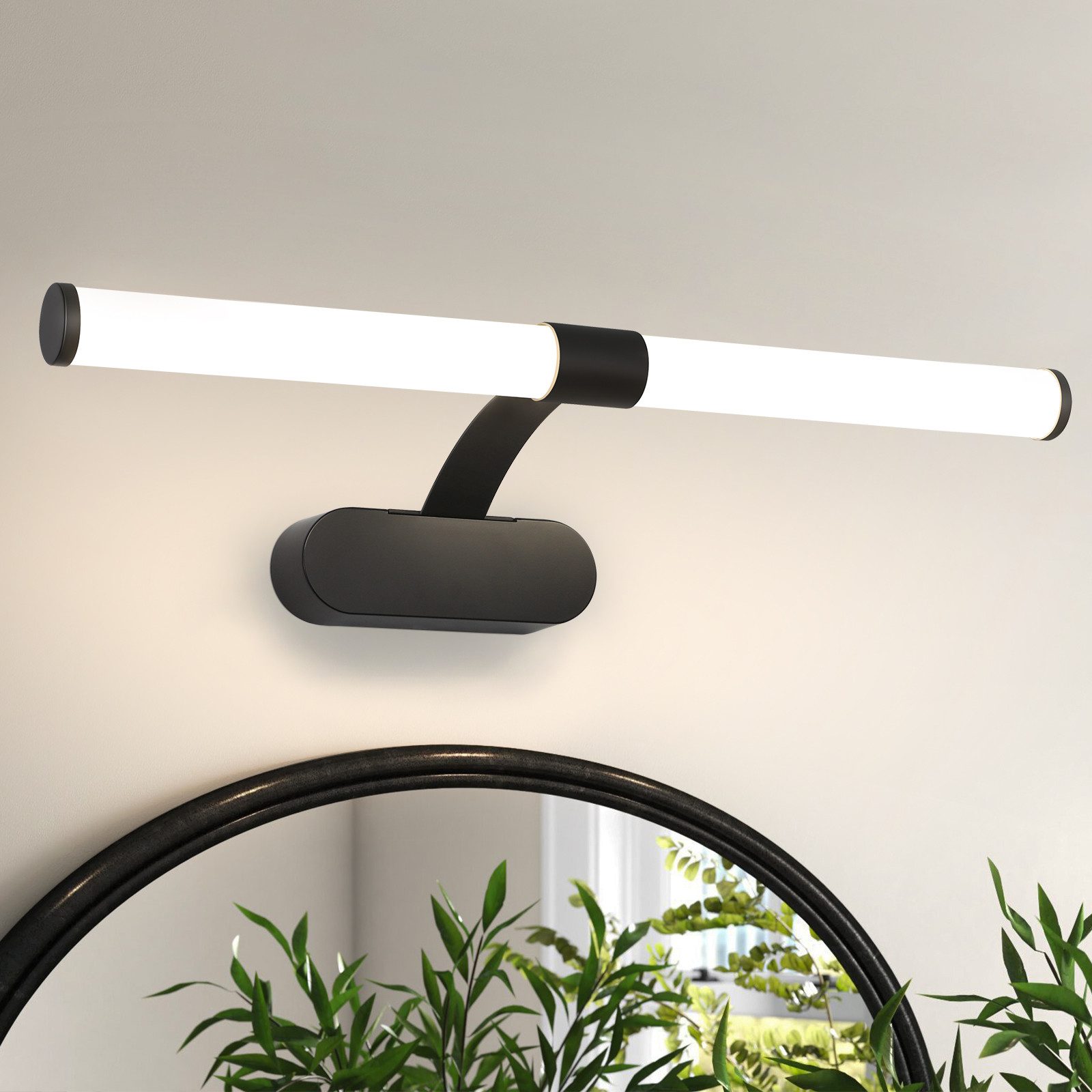 NETTLIFE LED - badeværelse, væglampe, LED - spejllampe, 4000K neutral hvid, IP44 8W, 60CM - sort, moderne vandtæt, væglampe