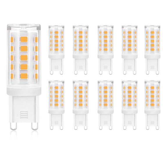 NETTLIFE 10 stk. G9 LED-pærer, 3 W, varm hvid, erstatter 28 W, 30 W og 40 W halogenpærer, ingen flimmer, energibesparende