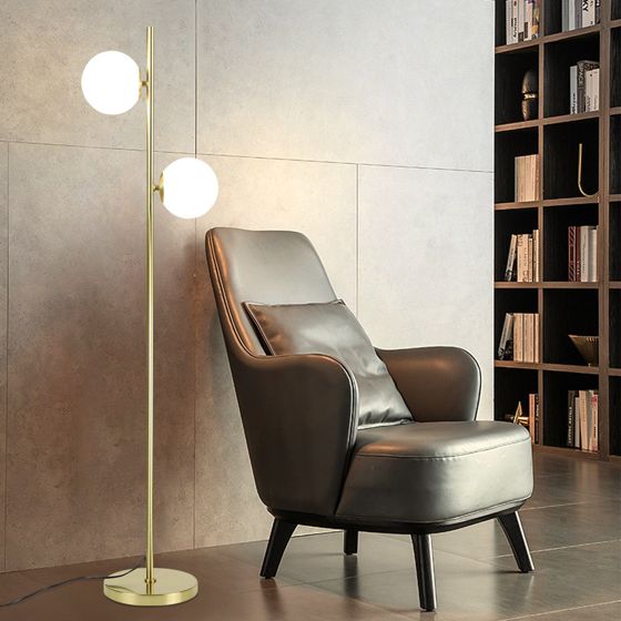 NETTLIFE moderne gulvlampe til stue - gulddesign - gulvlampe, E27-sokkel gulvlampe med fodkontakt - 166 cm