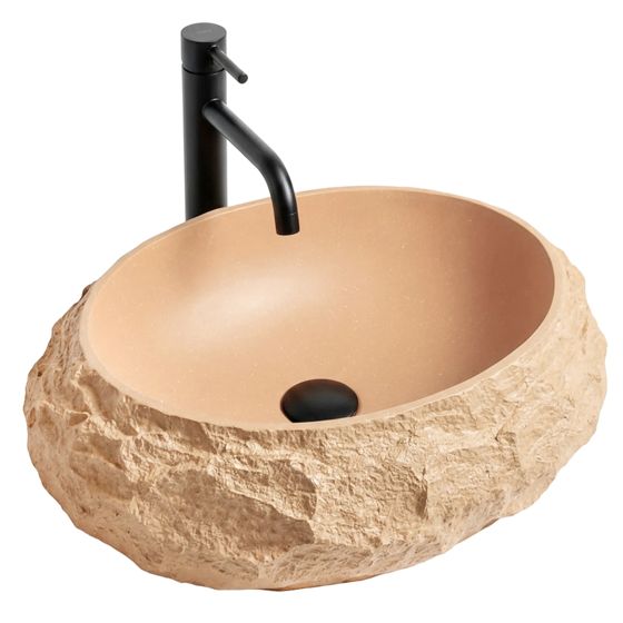 REA bordmonteret håndvask Mika Light Terracotta Beige, 50x38x15cm