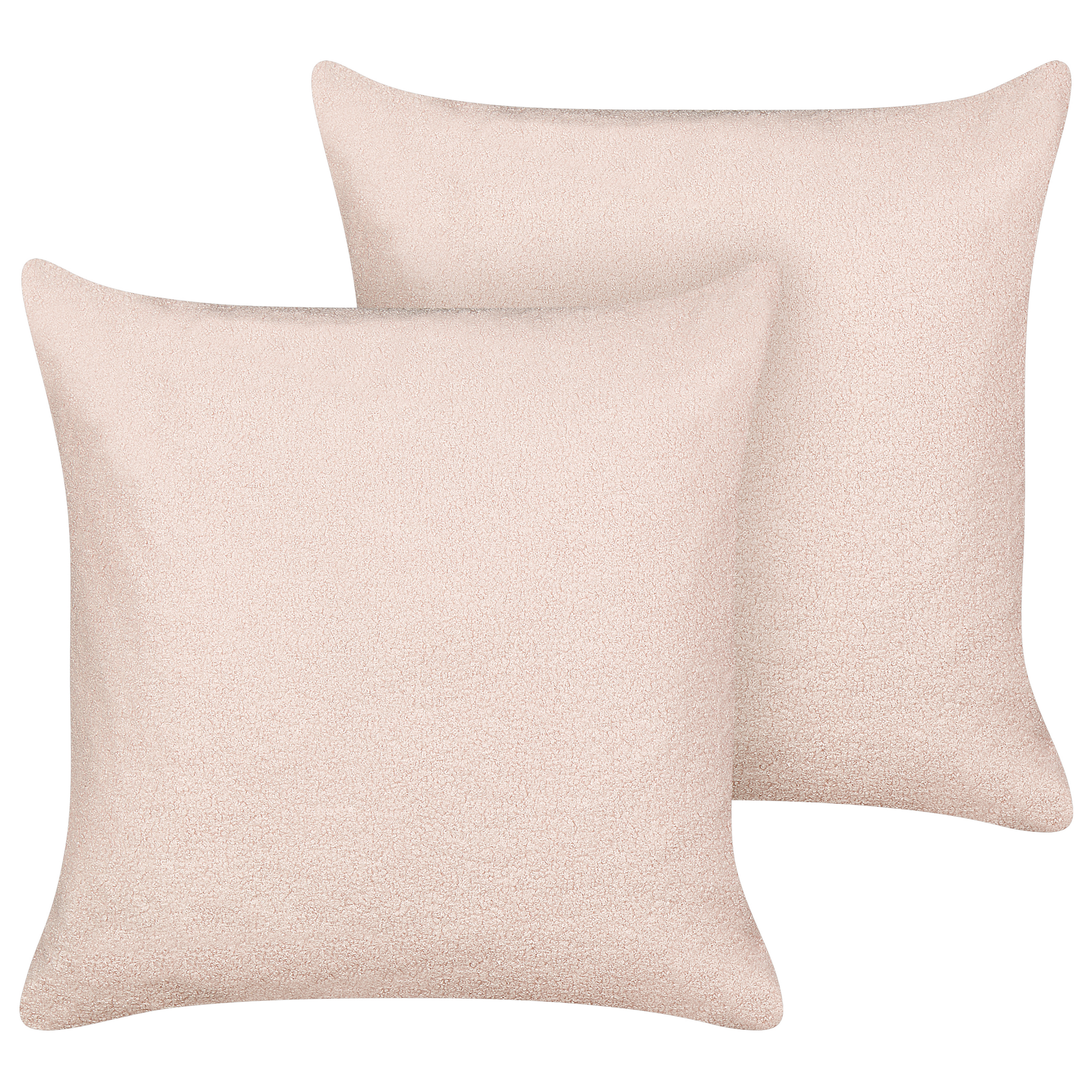Sæt af 2 pyntepuder LEUZEA 60 x 60 cm Boucle Pastellrosa Ensfarvet