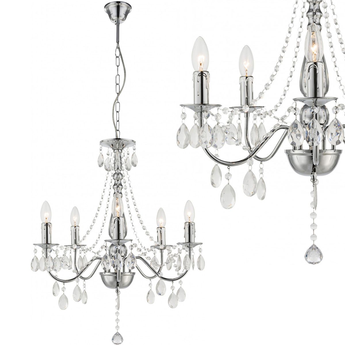 TOOLIGHT hængende loftlampe EBT014-5CP Krom 53x53x63cm