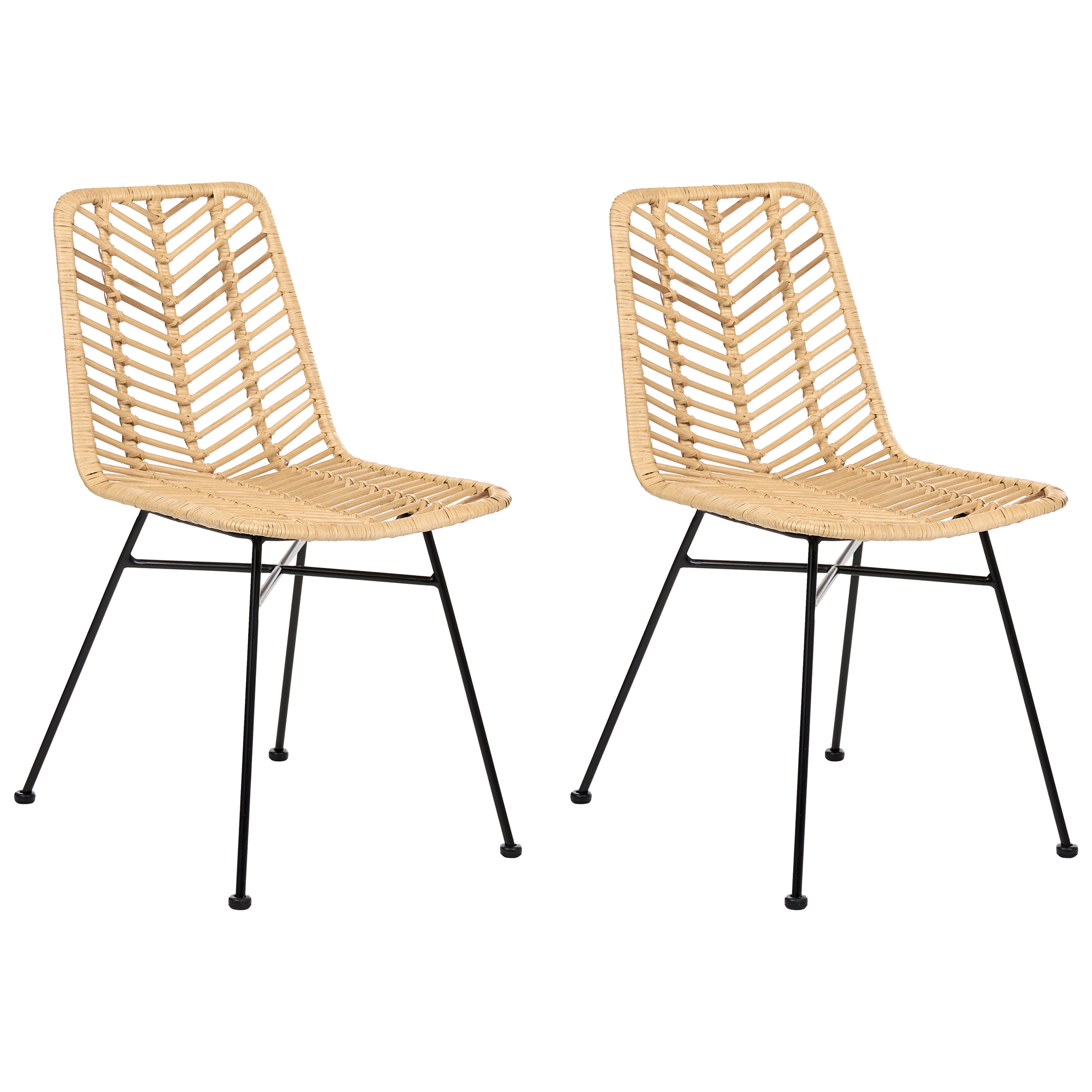 Sæt med 2 spisebordsstole DILLEY Rattan Naturlig