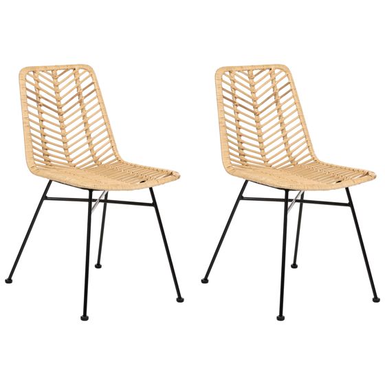 Sæt med 2 spisebordsstole DILLEY Rattan Naturlig