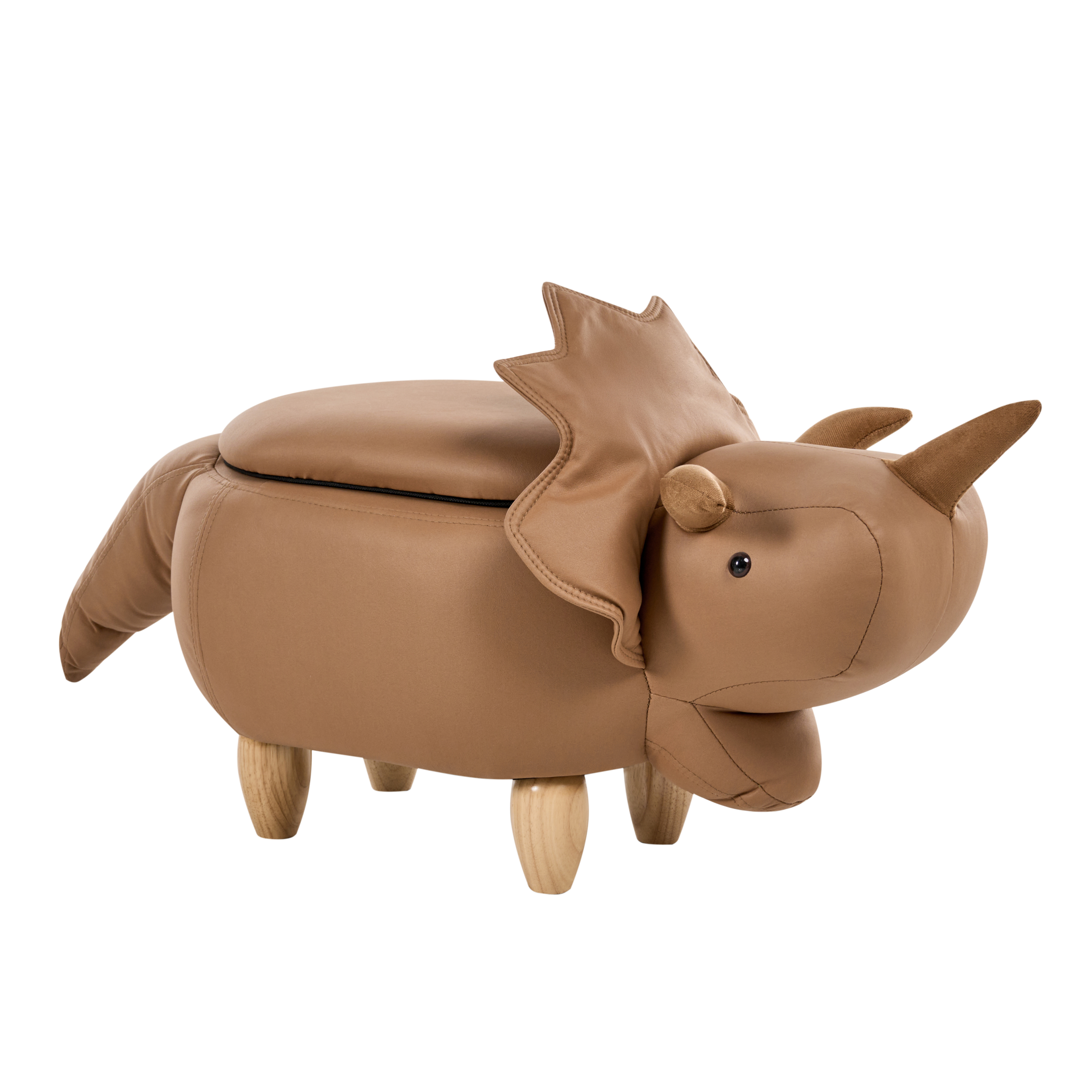 Dyrepuf med opbevaring TRICERATOPS Dinosaur Brun