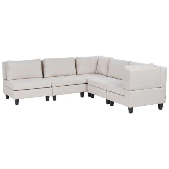 Hjørnesofa modul 5 personers UNSTAD Lys Beige Venstrevendt