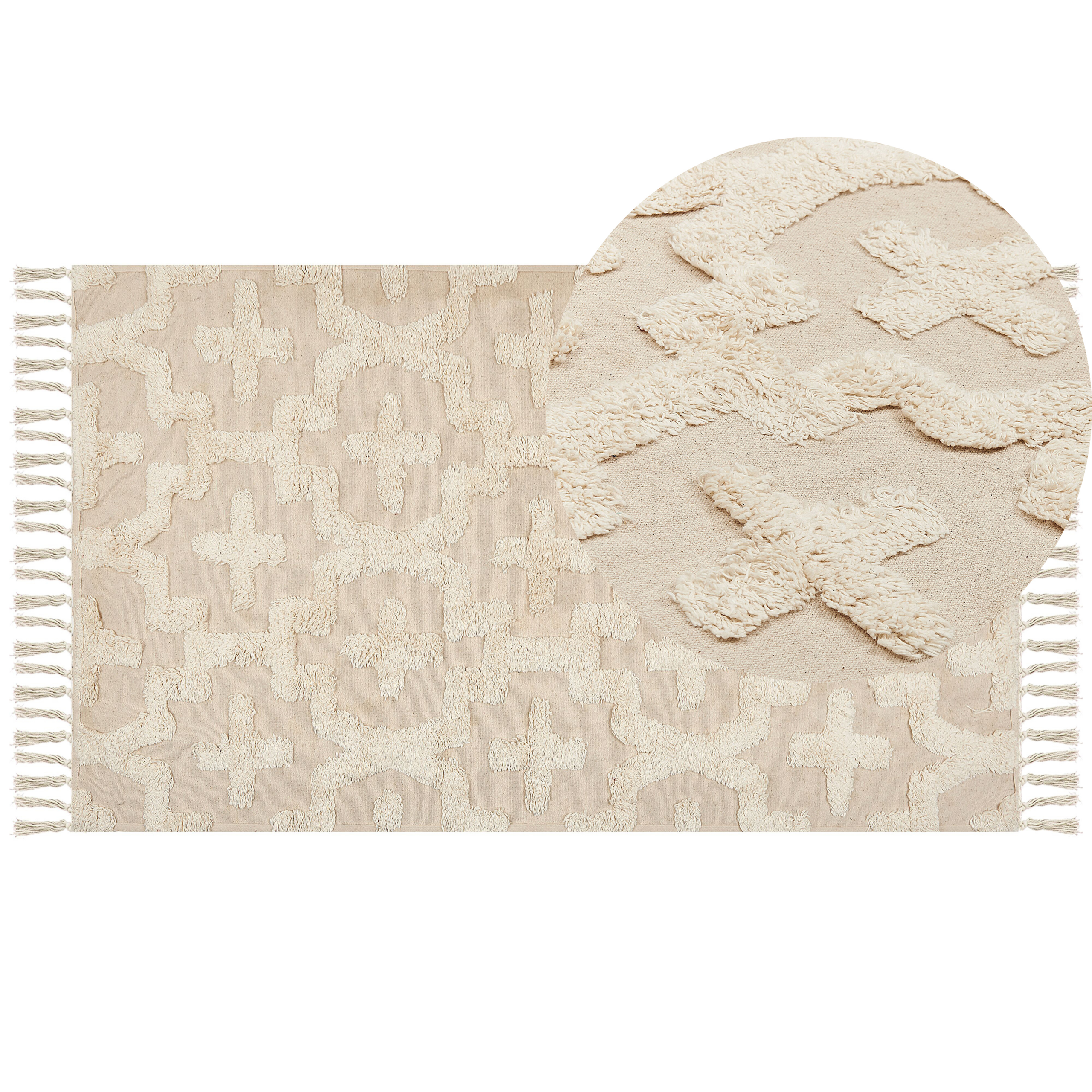 Gulvtæppe ITANAGAR Beige 80 x 150 cm Bomuld