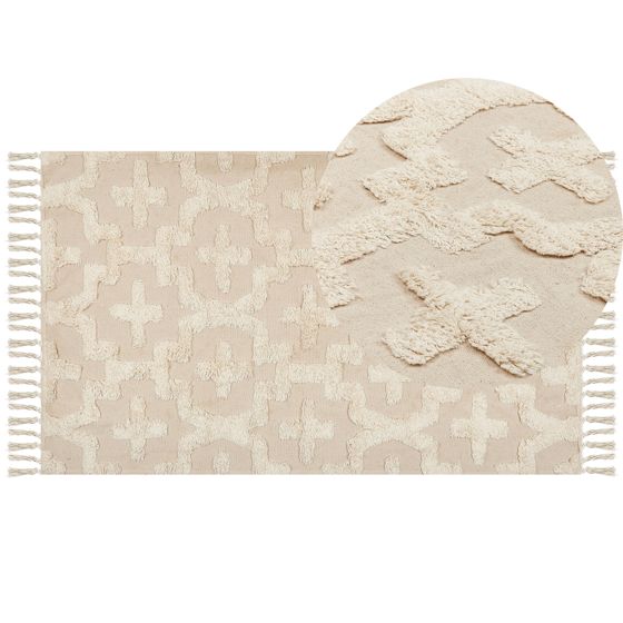 Gulvtæppe ITANAGAR Beige 80 x 150 cm Bomuld