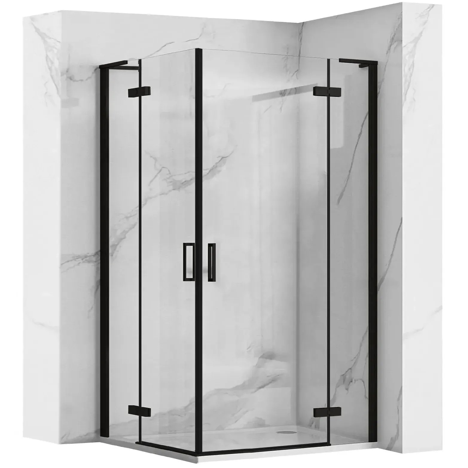 REA brusekabine Hugo Double 100x100 Sort, 100x100x200,5cm