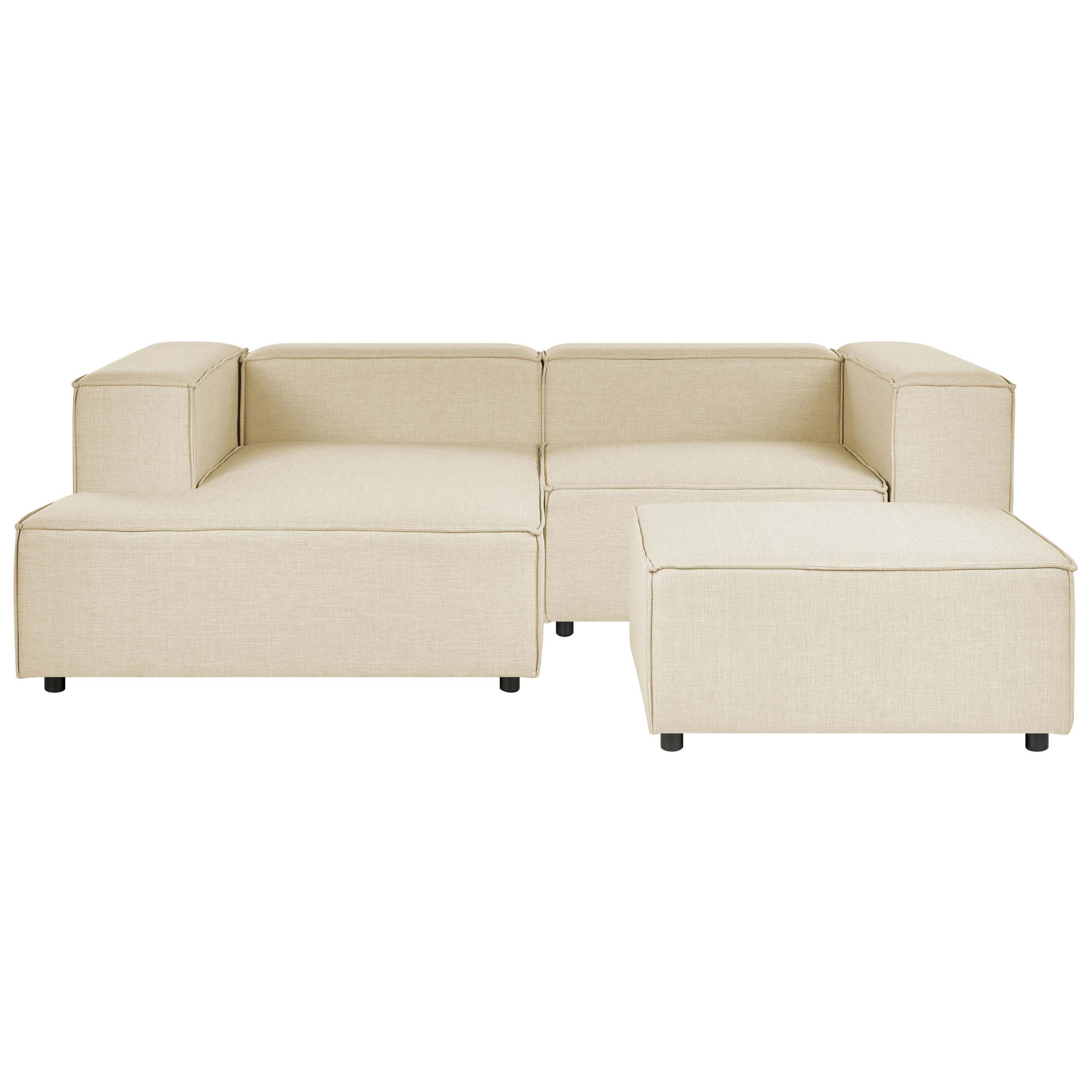 Hjørnesofa modul 2 personers APRICA med fodskammel Kunstlinned Beige Højrevendt