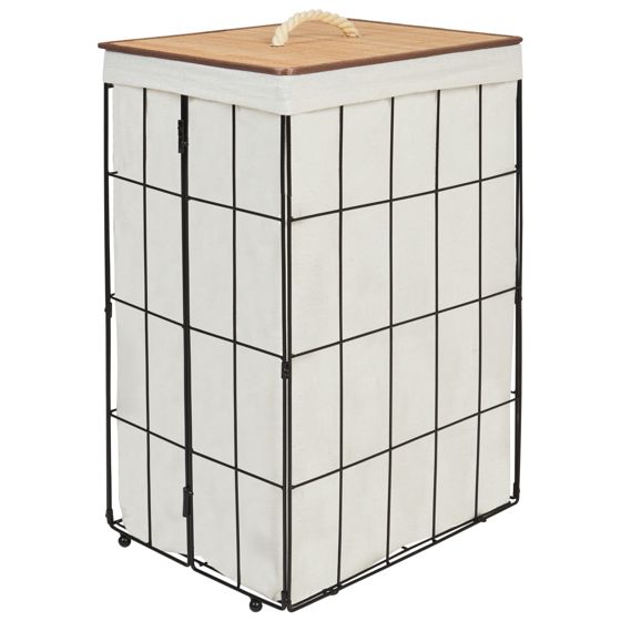 Vasketøjskurv MIRISSA Metal Sort 72 L