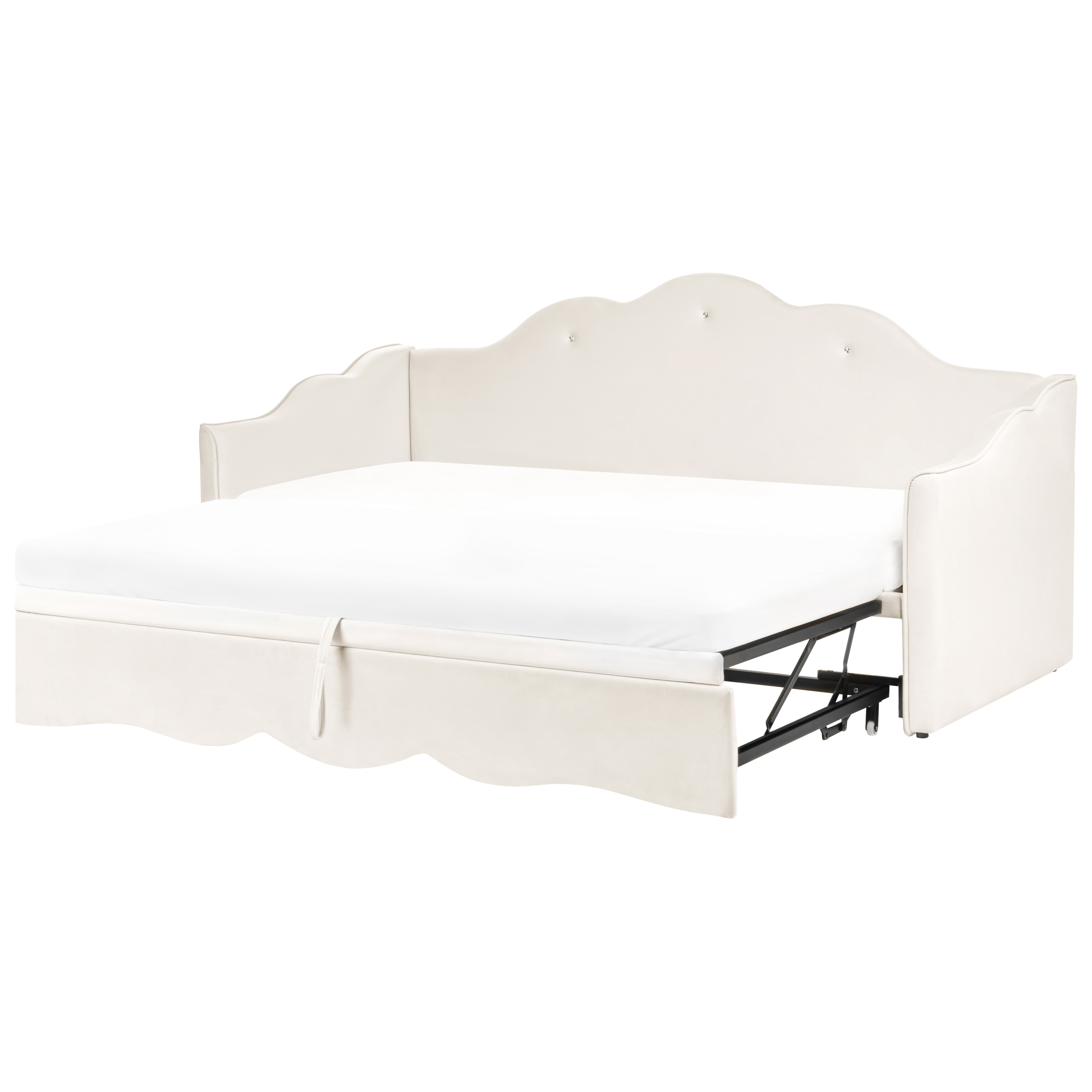 Udtræksseng Velour LORETTE 90 x 200 cm Lys Beige