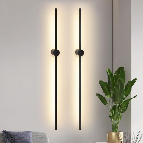 NETTLIFE 2 stk. 100 cm lange LED-væglamper til indendørs brug, sort, 8 W, minimalistisk, drejelig natlampe, varm hvid, 3000 K