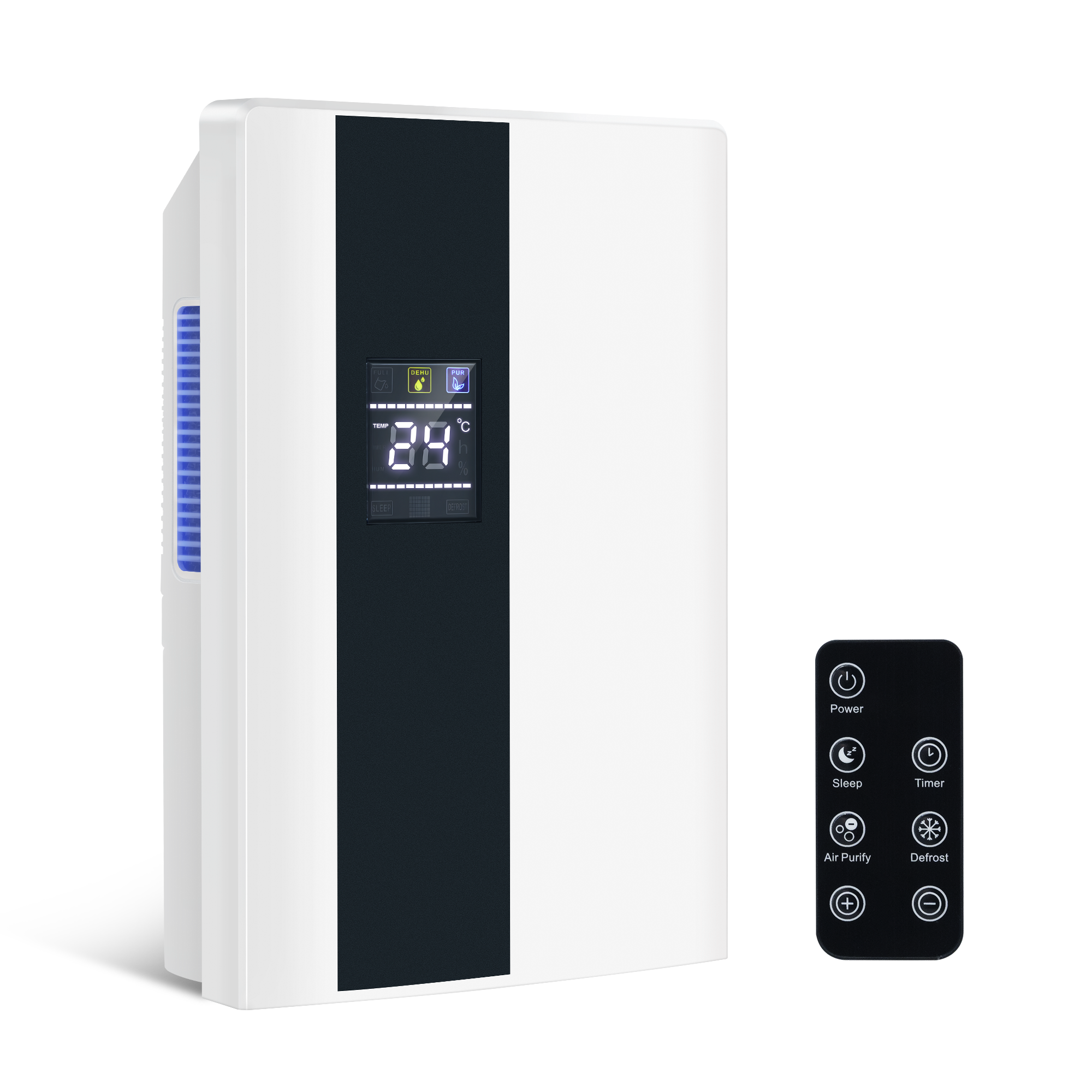 NETTLIFE Affugter 2000 ml med fjernbetjening, 24-timers timer, UV-rensning og nattilstand