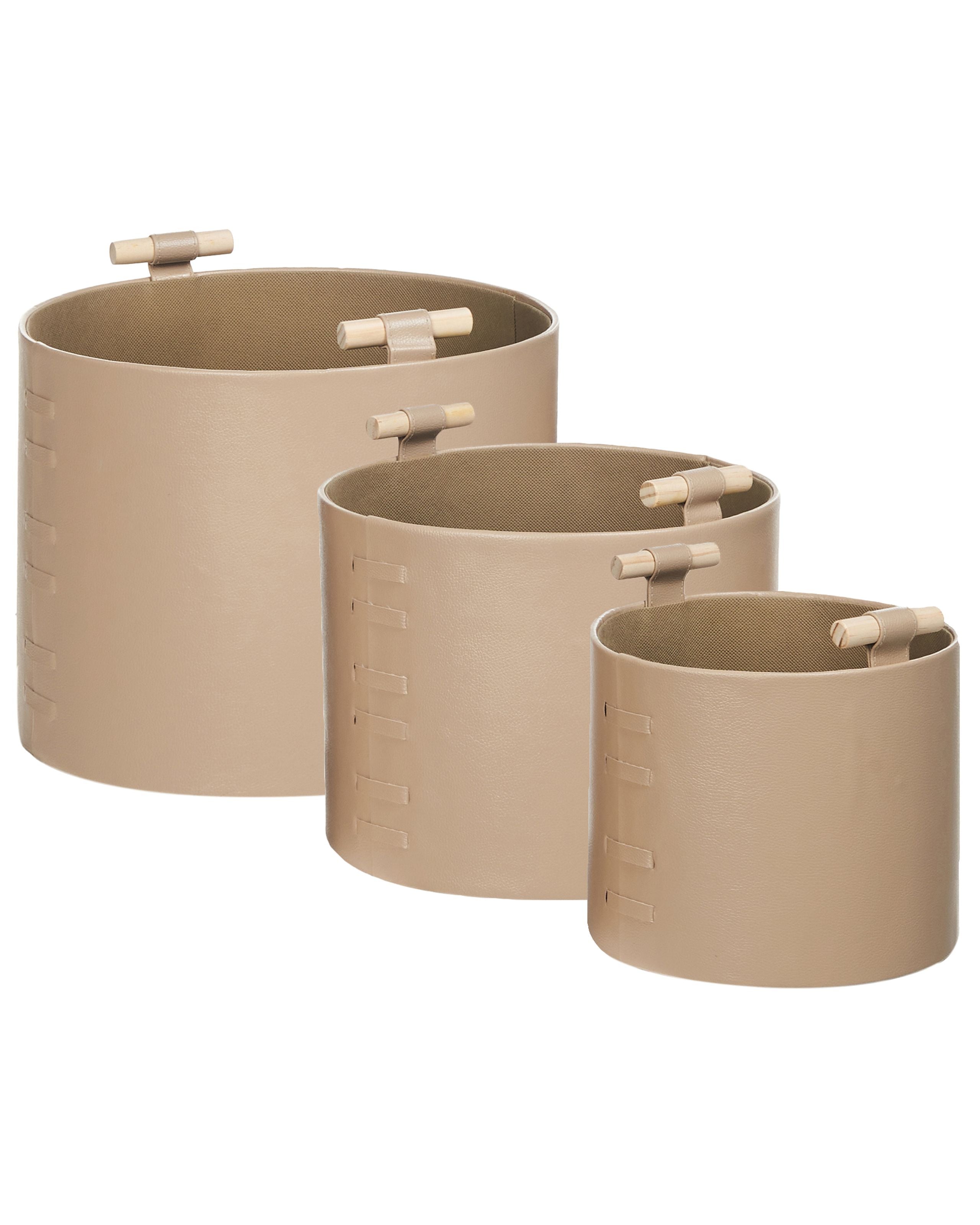 Sæt af 3 kurve ARAM Kunstlæder Beige