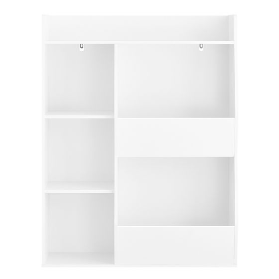 SoBuy KMB55-K-W Montessori-bogreol til børn - legetøjshylde med 5 åbne rum - gulvstående bogreol til børneværelset Hvid 80x34x104 cm