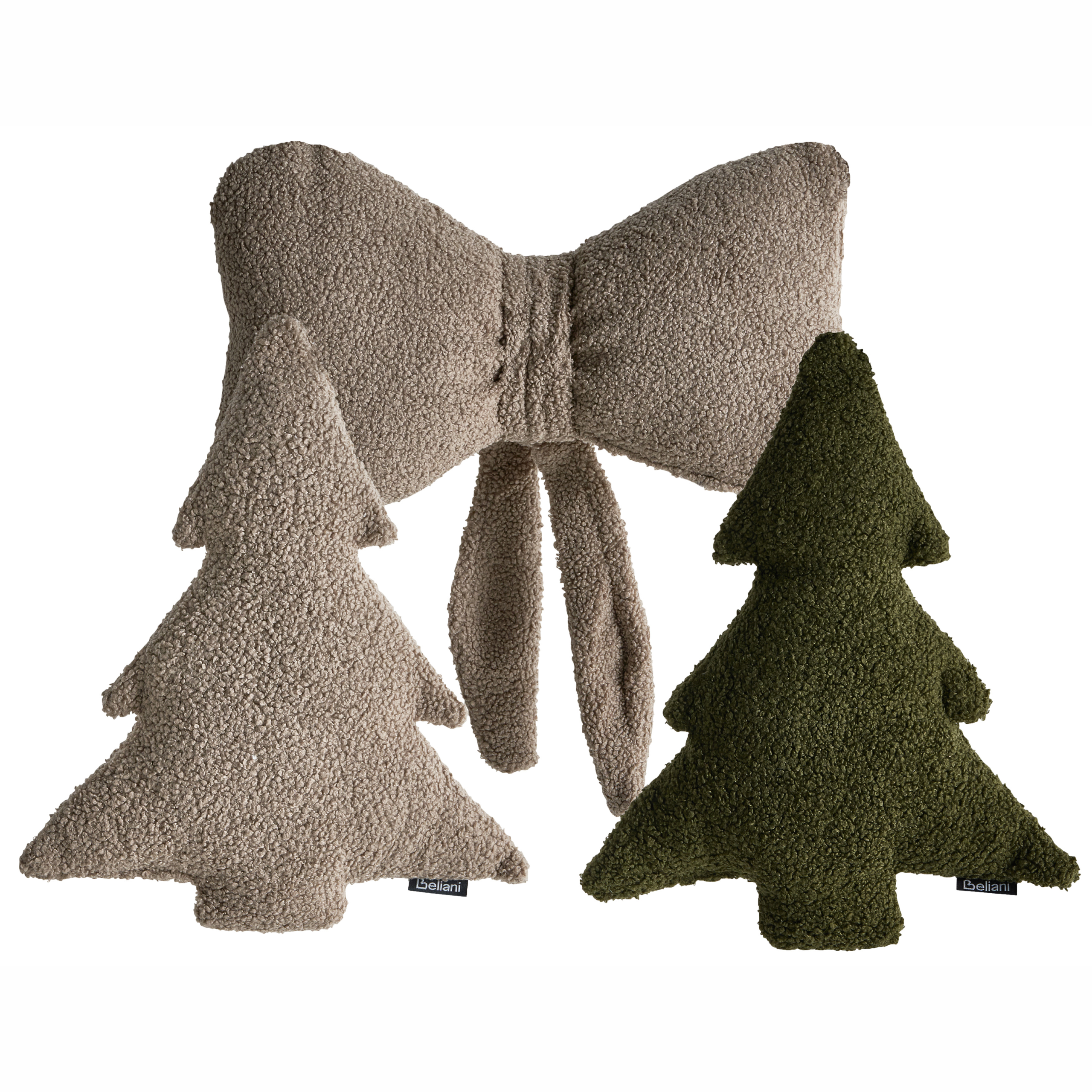 Sæt med 3 dekorative puder WINTERLAND 30 x 35 cm 45 x 25 cm Boucle Brungrå Julemønster