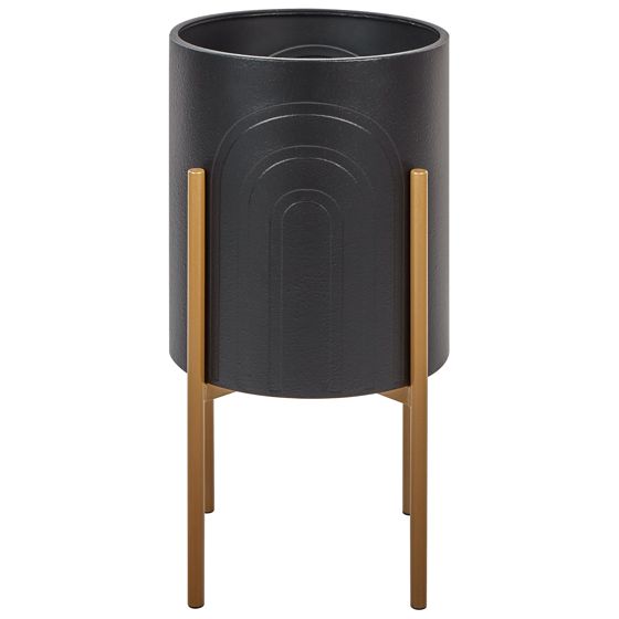 Forhøjet plantekrukke SEROTINA 32 cm Metal Sort