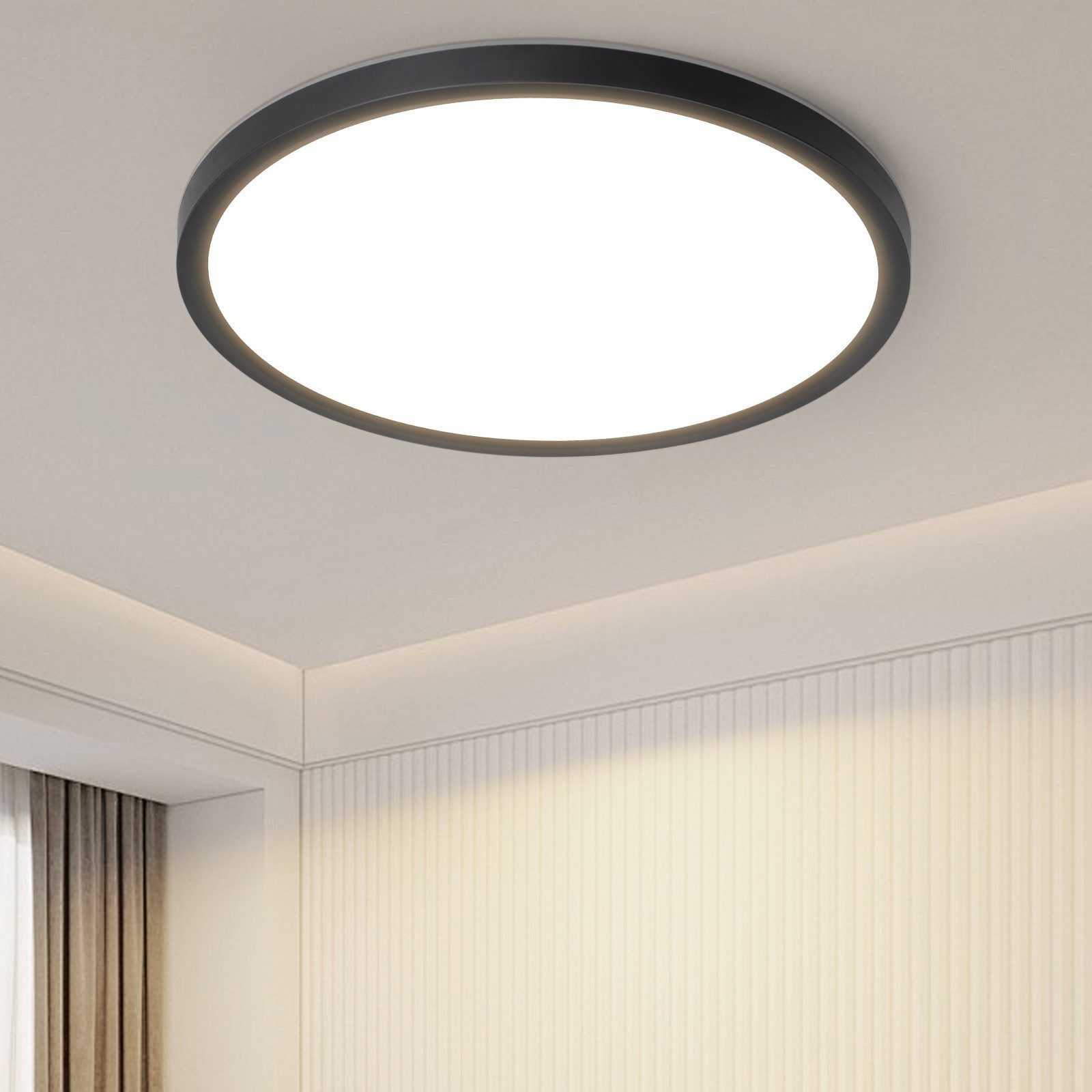 NETTLIFE LED - loftlampe til badeværelset, flad, 18 W, rund, hvid, køkkenloftlampe, ikke dæmpbar