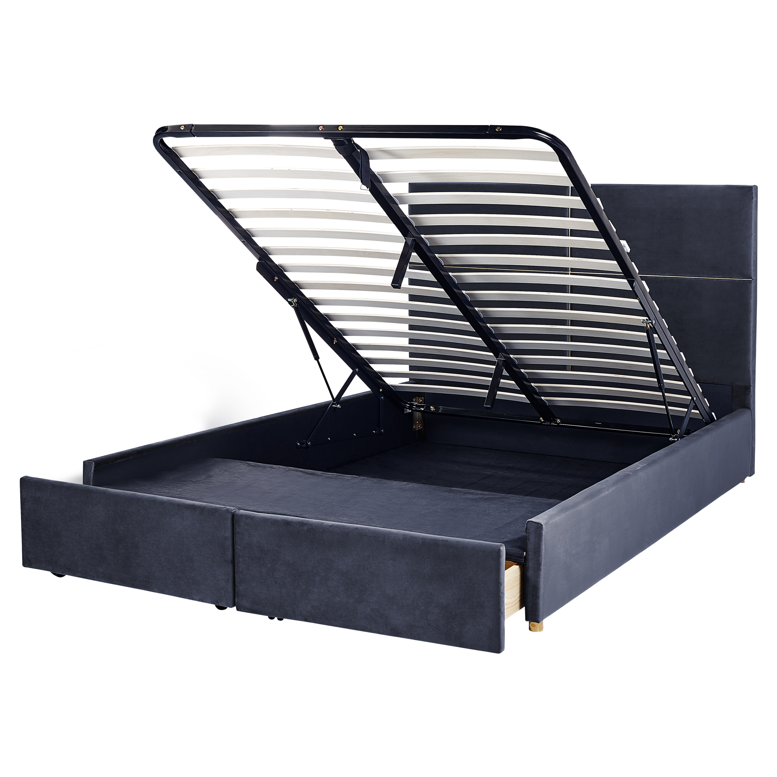 Seng med opbevaring VERNOYES Velour Sort 160 x 200 cm