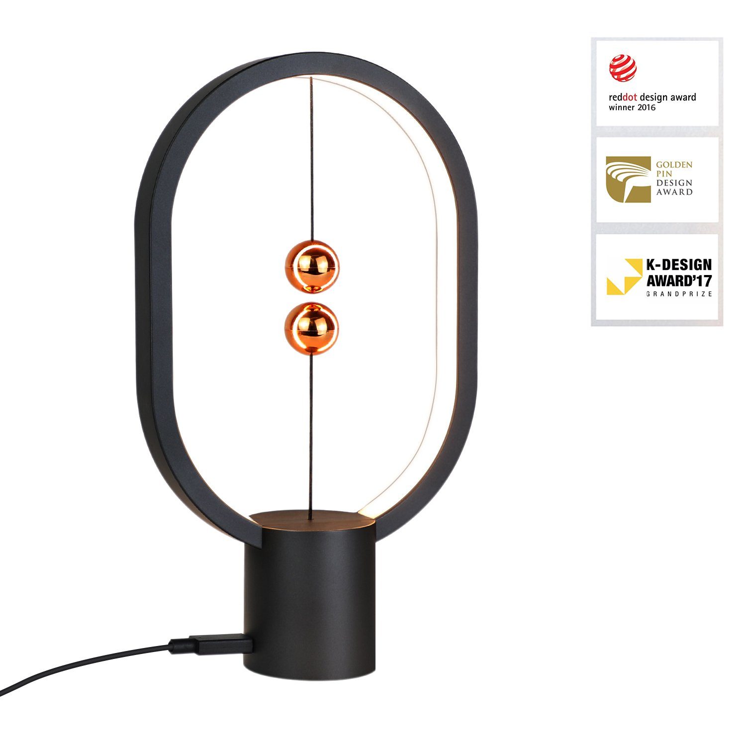 NETTLIFE sort, LED - sengelampe: Bordlampe, lille, dekorativ, magnetisk lampe, med USB