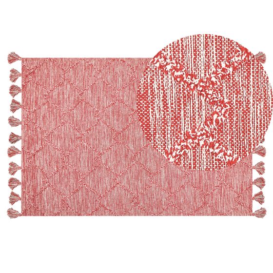 Gulvtæppe NIGDE Rød 140 x 200 cm Bomuld