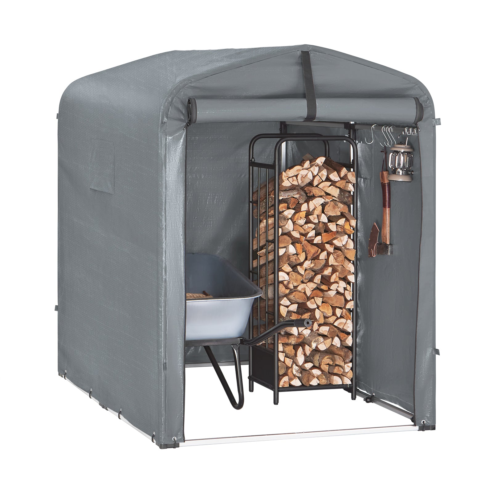 Sobuy Outdoor Car Garage Bicycle Box Tent Vandtæt telt til biler, motorcykler og værktøj Haveskur og udendørs opbevaring Grå 120x176x163 cm KLS11-DG