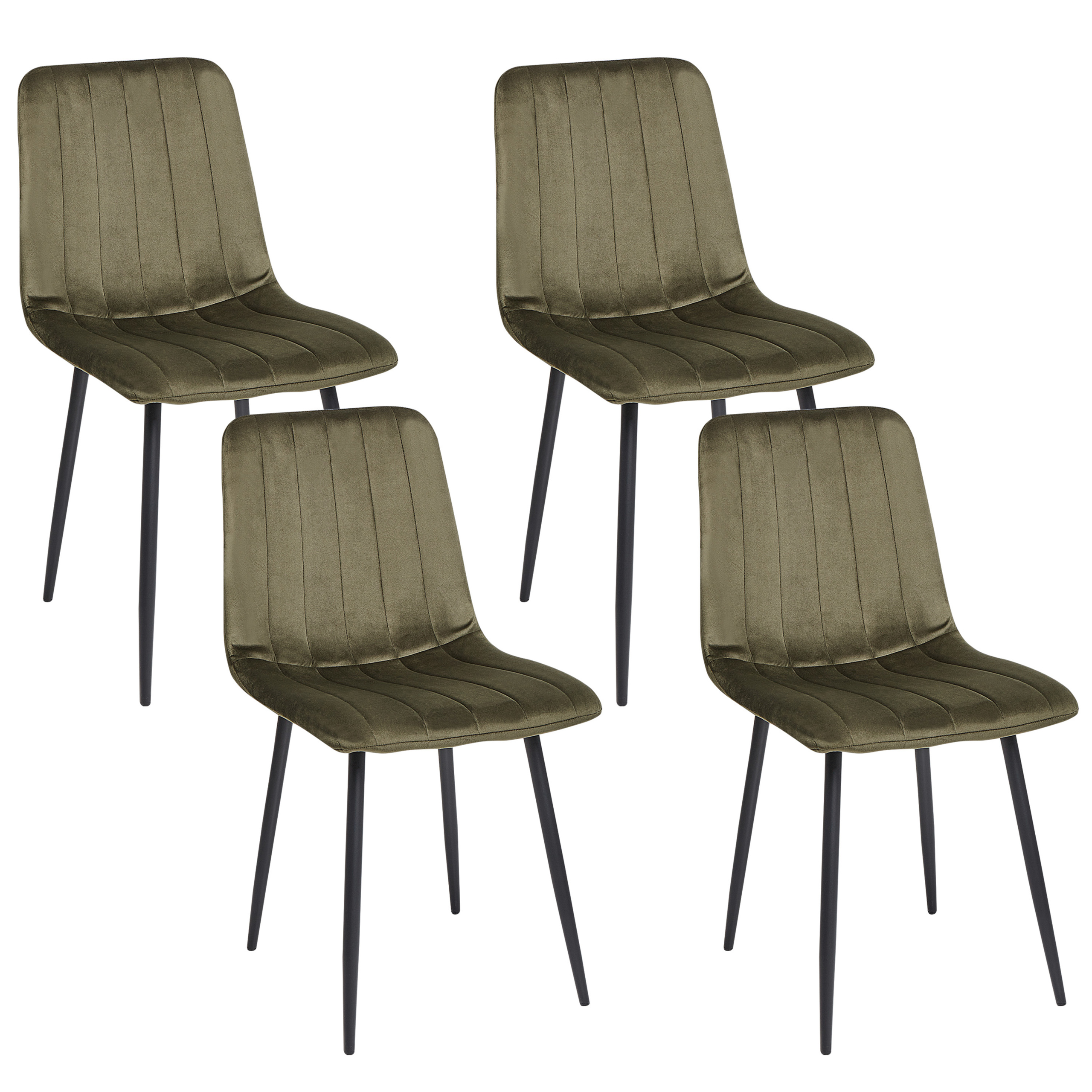 Sæt med 4 spisebordsstole KALISPELL Velour Olivengrøn