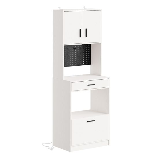 Højt køkkenkabinet med pegboard, cremehvidt, 60.0x40.0x170.0 cm, FSB98-E-WG