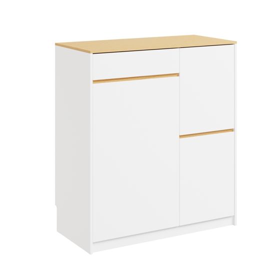 Køkkensideboard med skuffer og affaldsbeholder, hvid, 80.0x45.0x90.0 cm, FSB111-WN