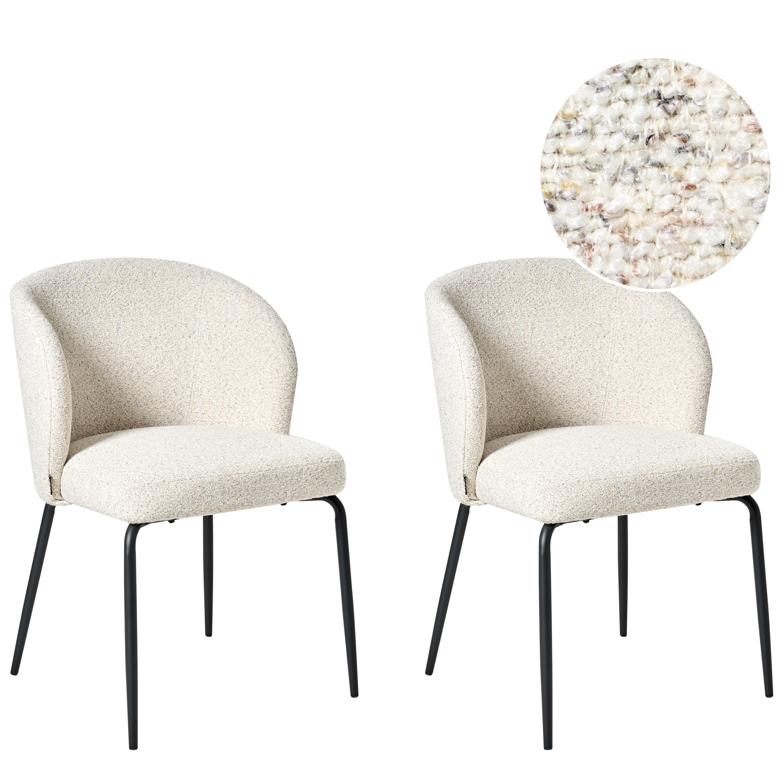 Sæt med 2 spisebordsstole ZANA Boucle Lys Beige