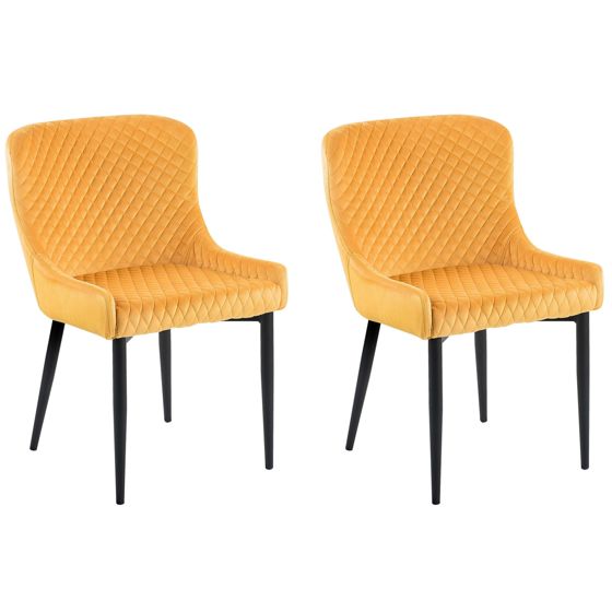 Sæt med 2 spisebordsstole SOLANO Velour Gul