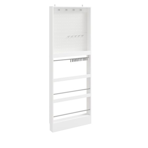 Vægmonteret jakkestativ med perforeret panel, hvid, 67x190 cm, FHK39-W