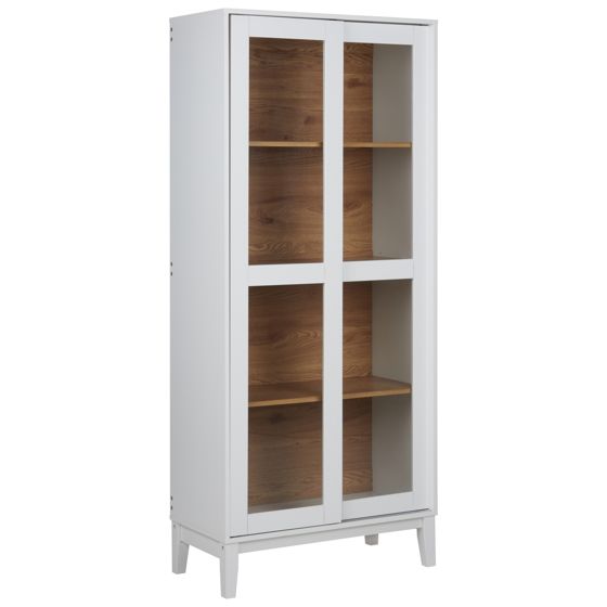 Glas vitrineskab RUMSON 80 cm Hvid