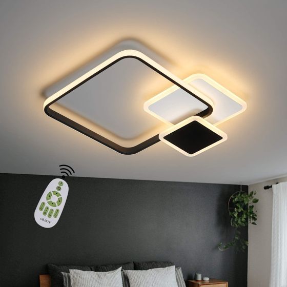 NETTLIFE LED loftlampe 45*41cm, 46W, 3000K -6000K dæmpbar lampe sort med design til soveværelse, kontor, køkken