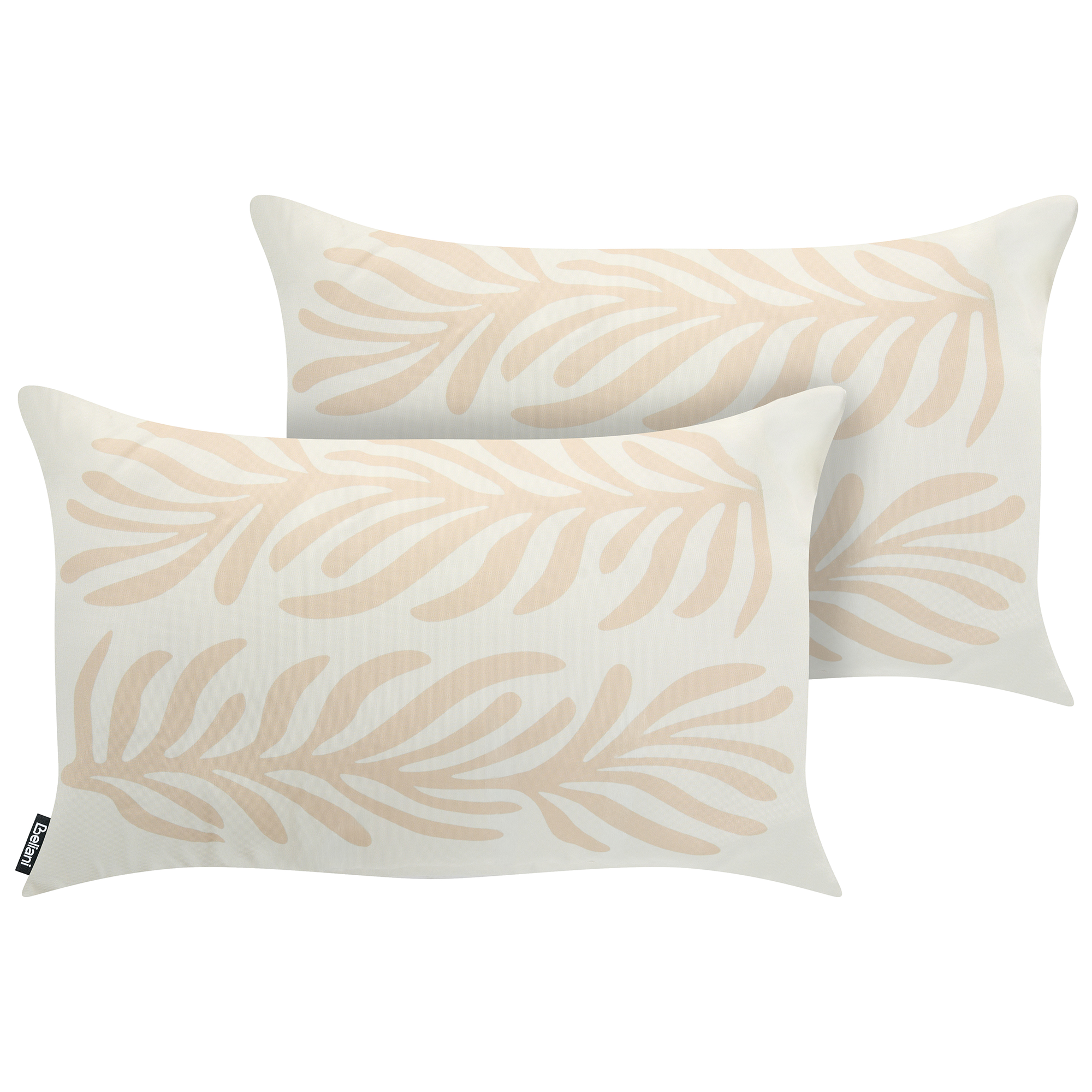 Sæt af 2 havehynder ALISMA Plante mønster 30 x 50 cm Lys Beige