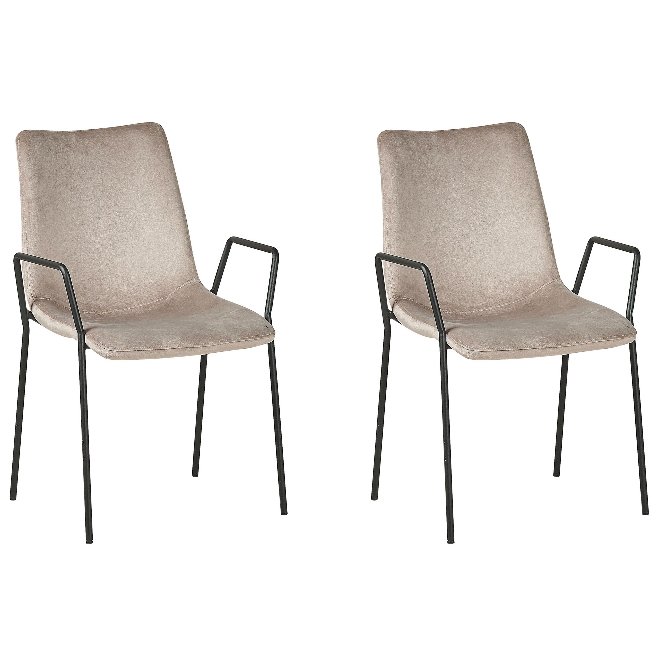 Sæt med 2 spisebordsstole JEFFERSON Velour Brungrå