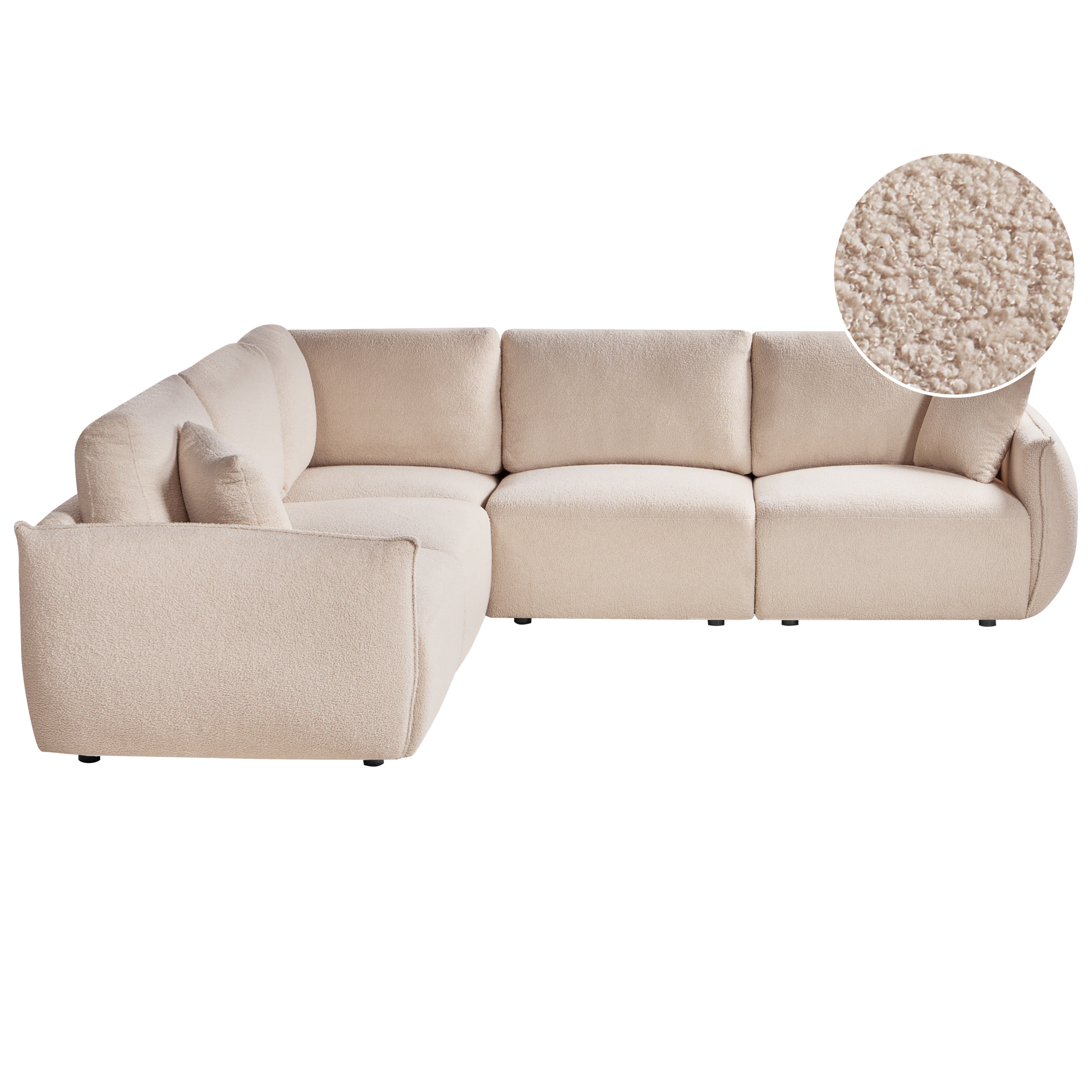 Hjørnesofa modul 5 personers MESNALI Boucle Beige Højrevendt